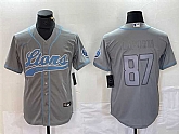 Mens Detroit Lions #87 Sam LaPorta Gray Cool Base Stitched Baseball Jersey,baseball caps,new era cap wholesale,wholesale hats